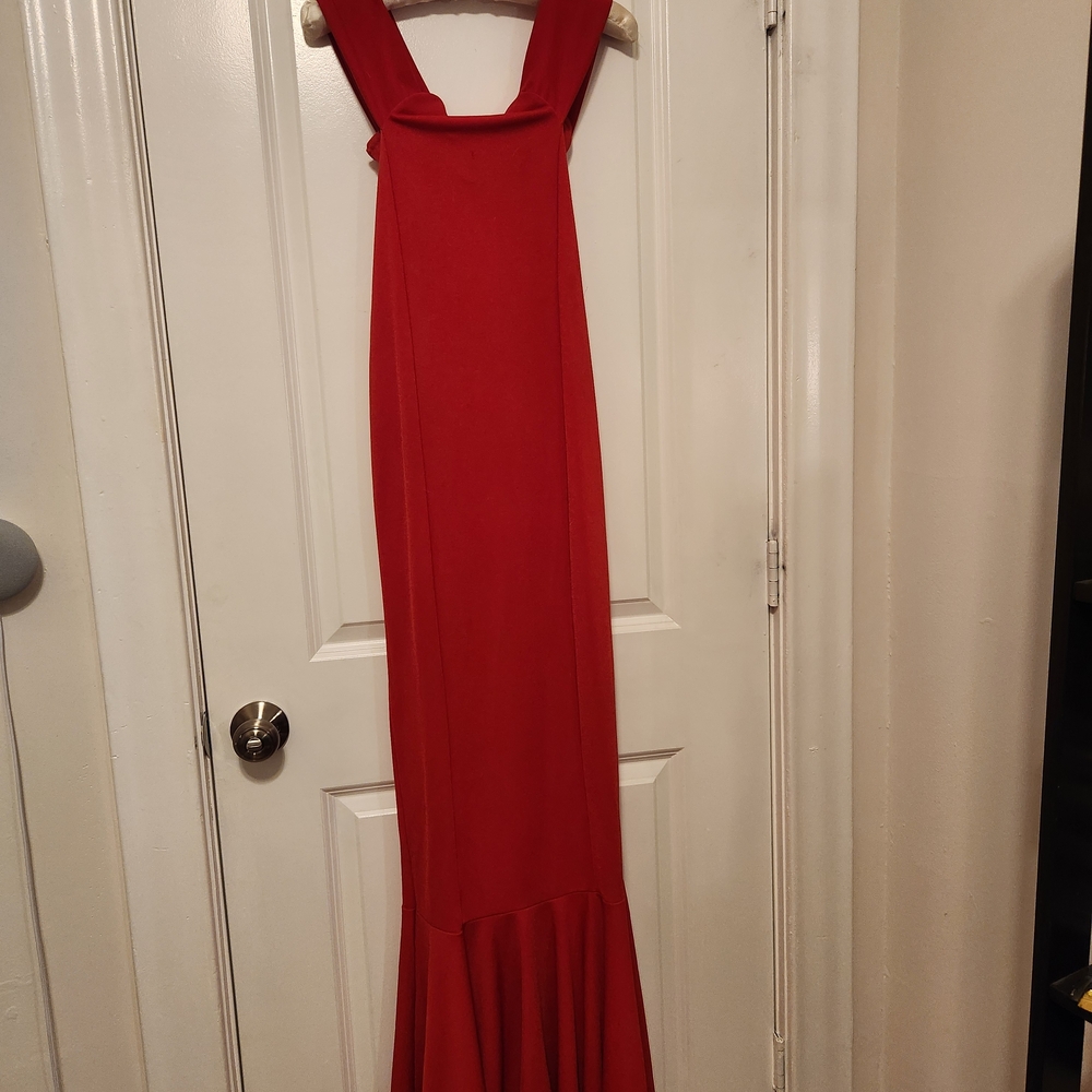 Red Mermaid Off Shoulder Maxi Dress